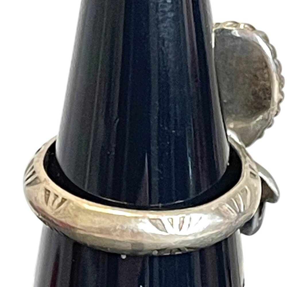 Sterling Silver Turquoise Native American Navajo Ring Size 6.75 Signed ES 8g VTG - Picture 8 of 15